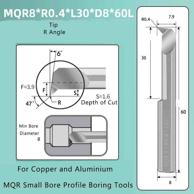 Small Hole Boring Tool Tungsten Steel Alloy MQR CNC Shockproof Inner Hole Boring Bar Micro Small Hole Turning Tool Shandong Denso Pricision Tools Co.,Ltd.